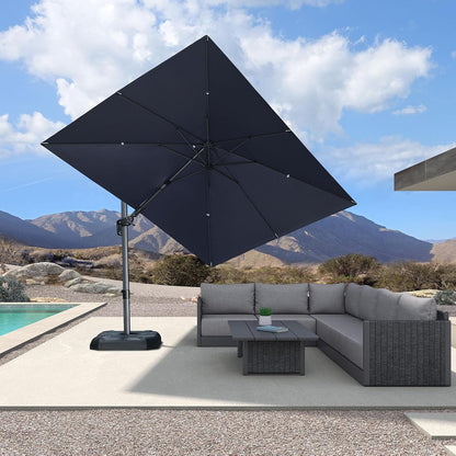 SUNGUARD UMBRELLAS Square Cantilever Patio Umbrella, 360-Degree Rotating Offset Umbrella with Aluminum Frame