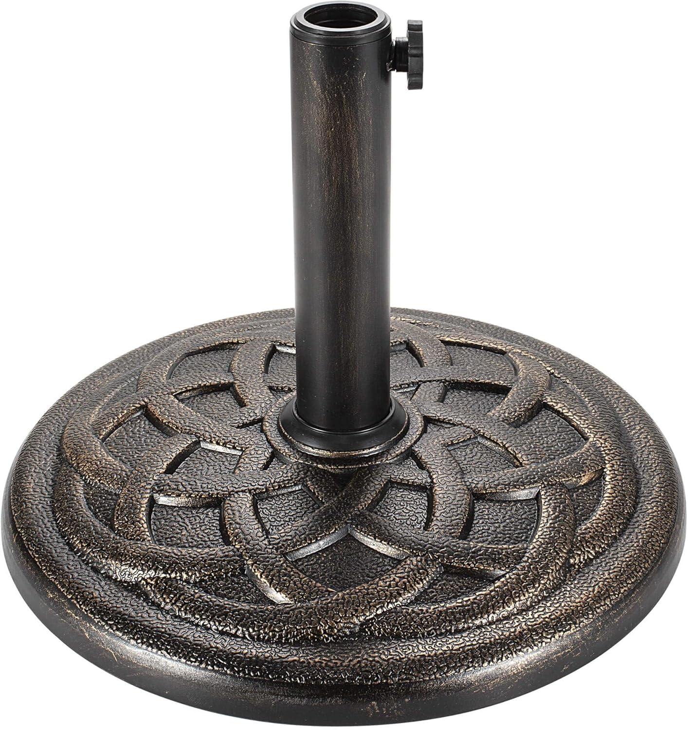 SUNGUARD UMBRELLAS Round Bronze Patio Umbrella Base, Resin Concrete Stand for Up to 1.9 in Poles