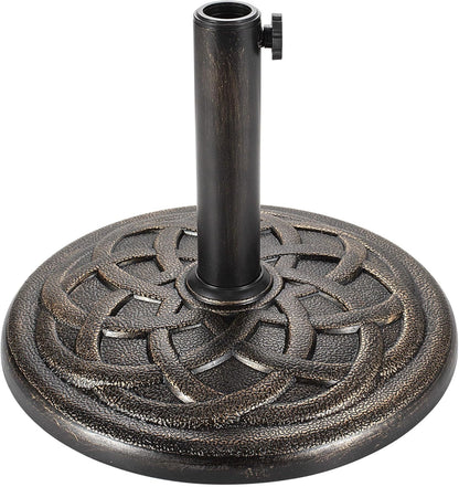 SUNGUARD UMBRELLAS Round Bronze Patio Umbrella Base, Resin Concrete Stand for Up to 1.9 in Poles