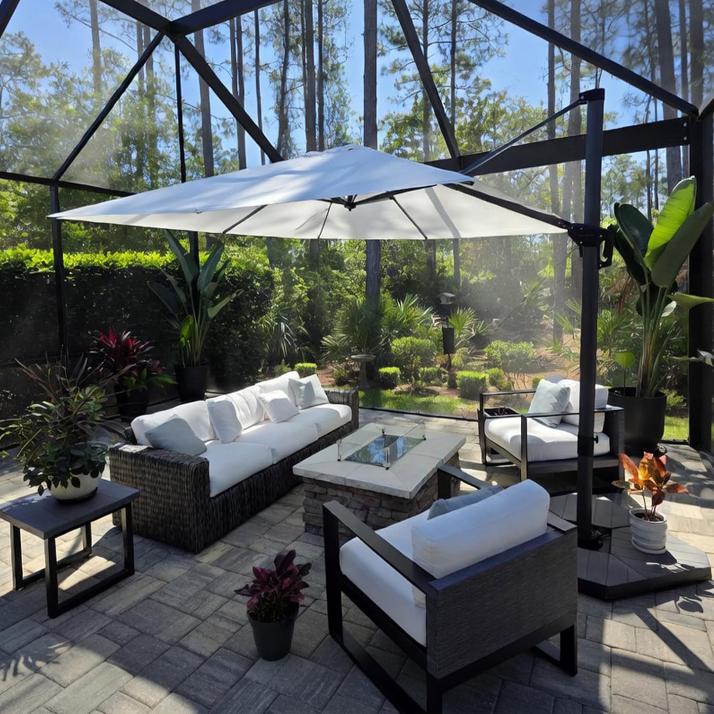 SUNGUARD UMBRELLAS Square Cantilever Patio Umbrella, 360-Degree Rotating Offset Umbrella with Aluminum Frame