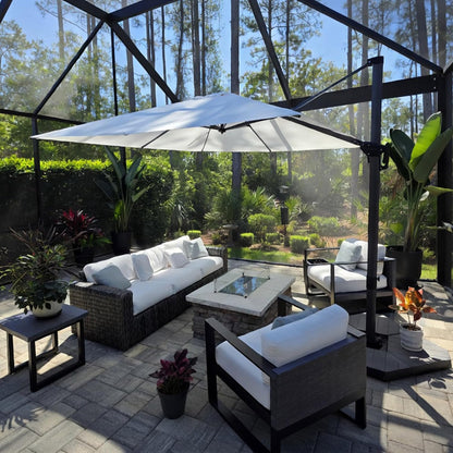 SUNGUARD UMBRELLAS Square Cantilever Patio Umbrella, 360-Degree Rotating Offset Umbrella with Aluminum Frame