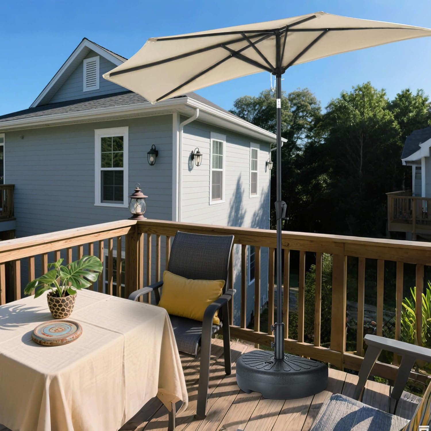 SUNGUARD UMBRELLAS 73 lb Half Round Fillable Patio Umbrella Base, Water and Sand Outdoor Stand