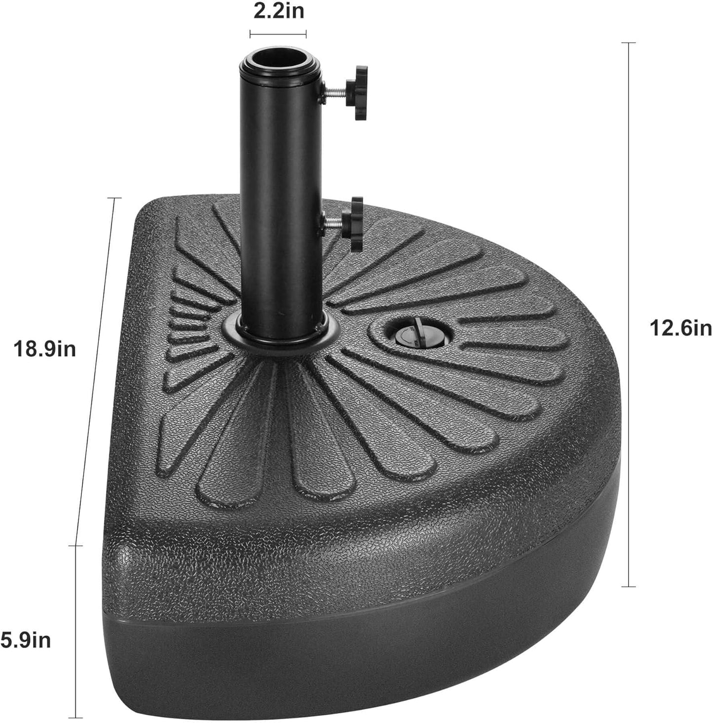 SUNGUARD UMBRELLAS 73 lb Half Round Fillable Patio Umbrella Base, Water and Sand Outdoor Stand