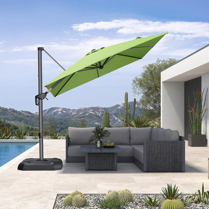 SUNGUARD UMBRELLAS Square Cantilever Patio Umbrella, 360-Degree Rotating Offset Umbrella with Aluminum Frame