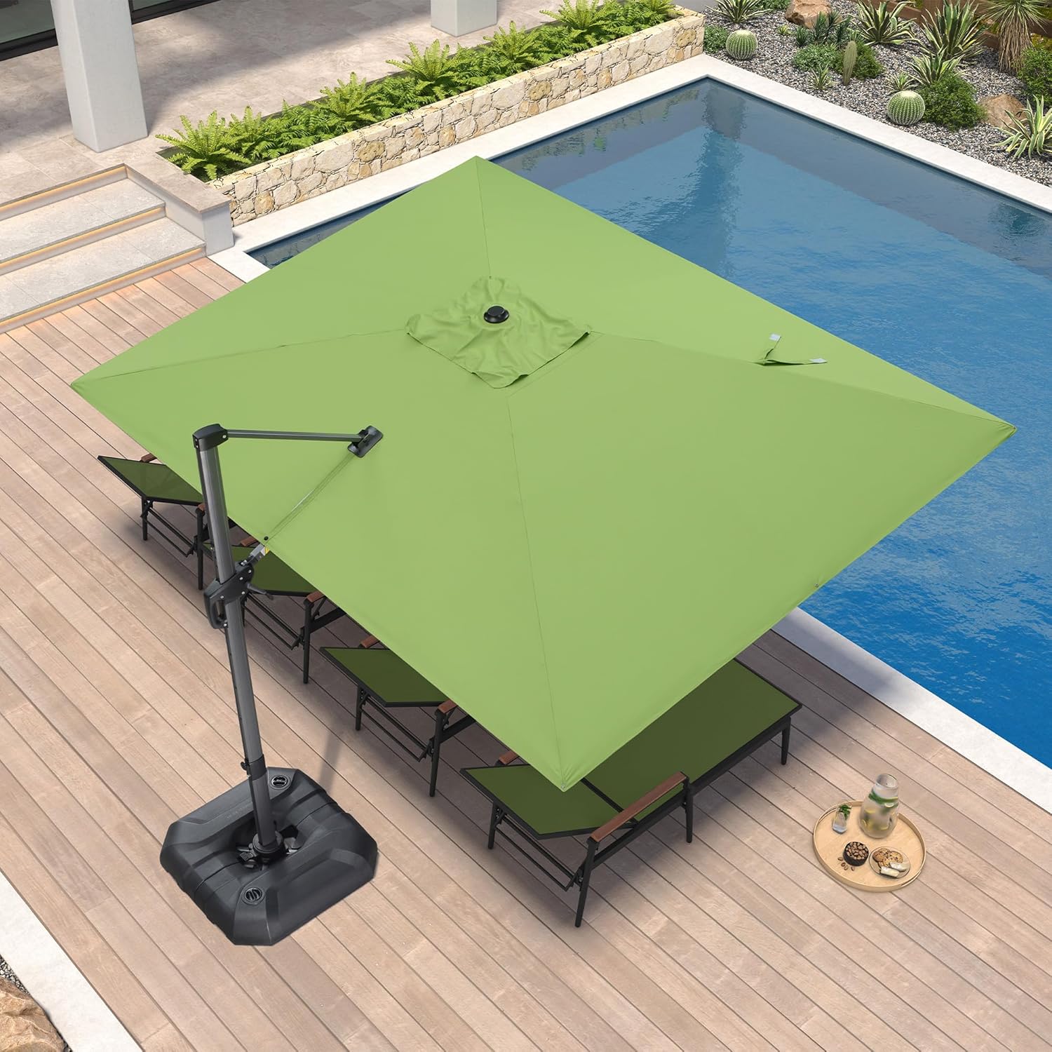 SUNGUARD UMBRELLAS Square Cantilever Patio Umbrella, 360-Degree Rotating Offset Umbrella with Aluminum Frame