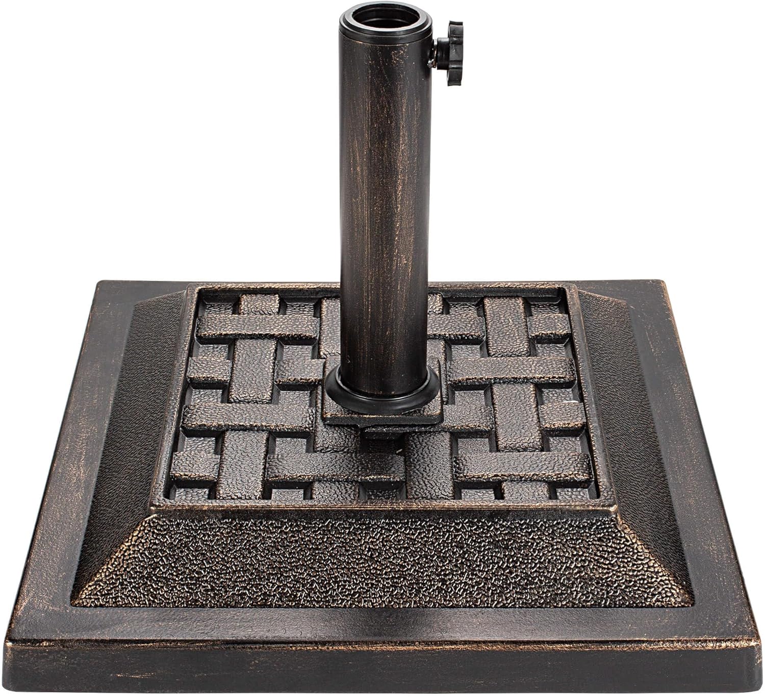 SUNGUARD UMBRELLAS Round Bronze Patio Umbrella Base, Resin Concrete Stand for Up to 1.9 in Poles