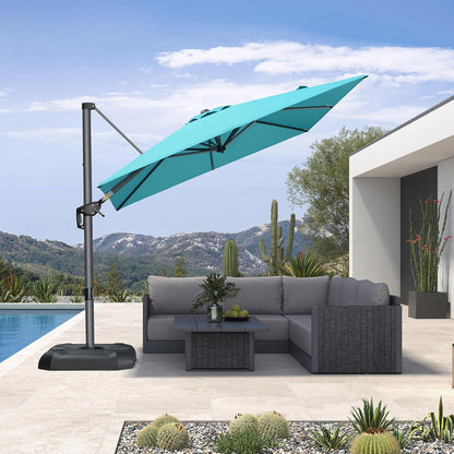 SUNGUARD UMBRELLAS Square Cantilever Patio Umbrella, 360-Degree Rotating Offset Umbrella with Aluminum Frame