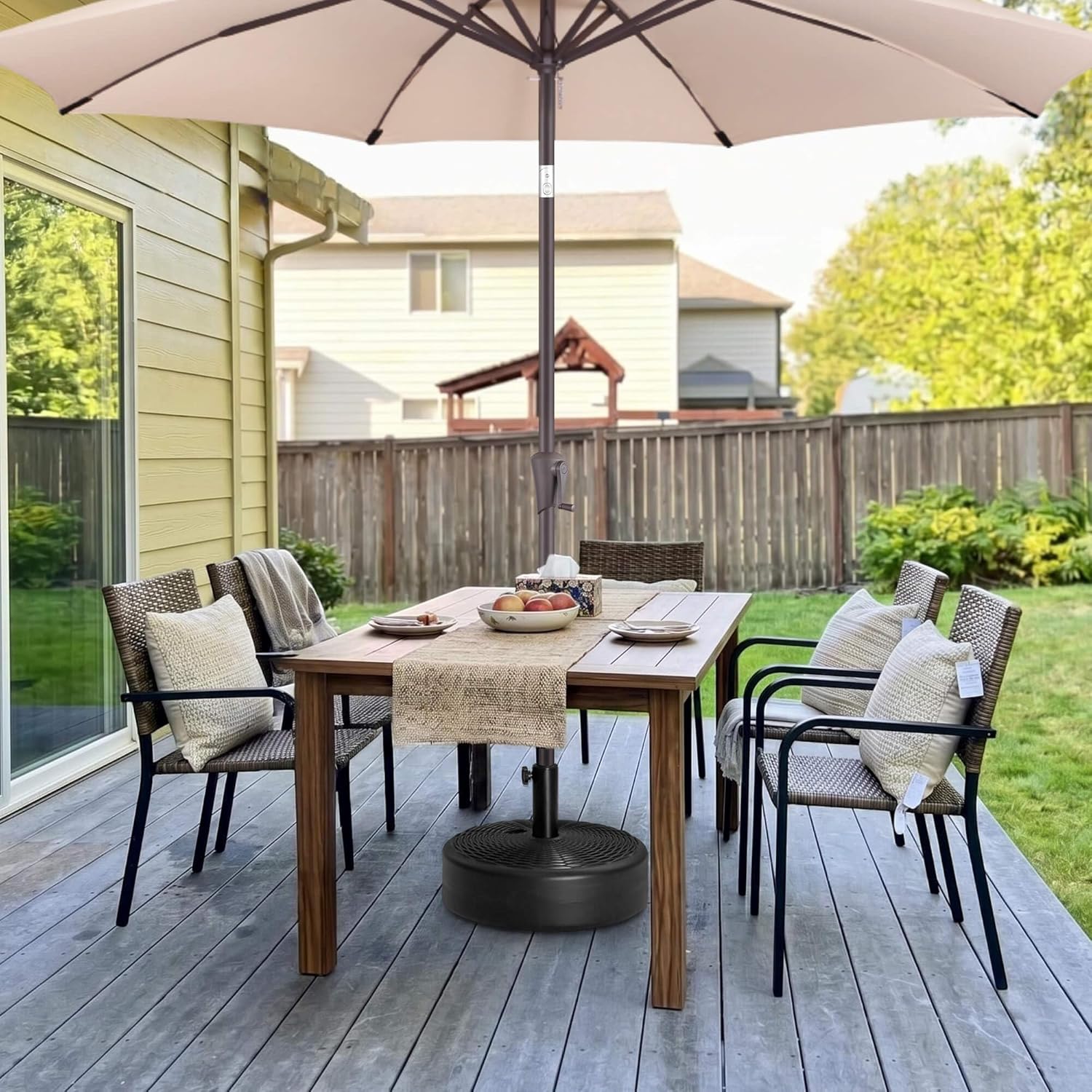 SUNGUARD UMBRELLAS Round Fillable Patio Umbrella Base, Water or Sand Stand for 6–10 ft Umbrellas - 112lb