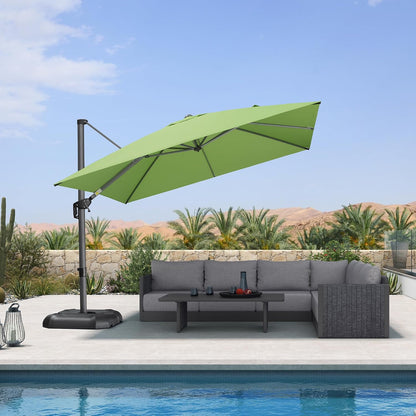 SUNGUARD UMBRELLAS Square Cantilever Patio Umbrella, 360-Degree Rotating Offset Umbrella with Aluminum Frame - Apple Green / 9' X 9' / Standard
