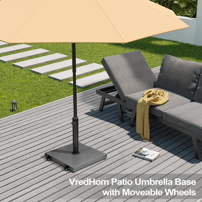 SUNGUARD UMBRELLAS 43 lb Square Patio Umbrella Base with Wheels, Pre-Filled Concrete Outdoor Stand - White（with wheels） / 43 lbs