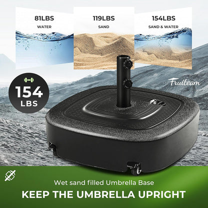 SUNGUARD UMBRELLAS 154 lb Fillable Mobile Patio Umbrella Base with Wheels for Straight-Pole Umbrellas