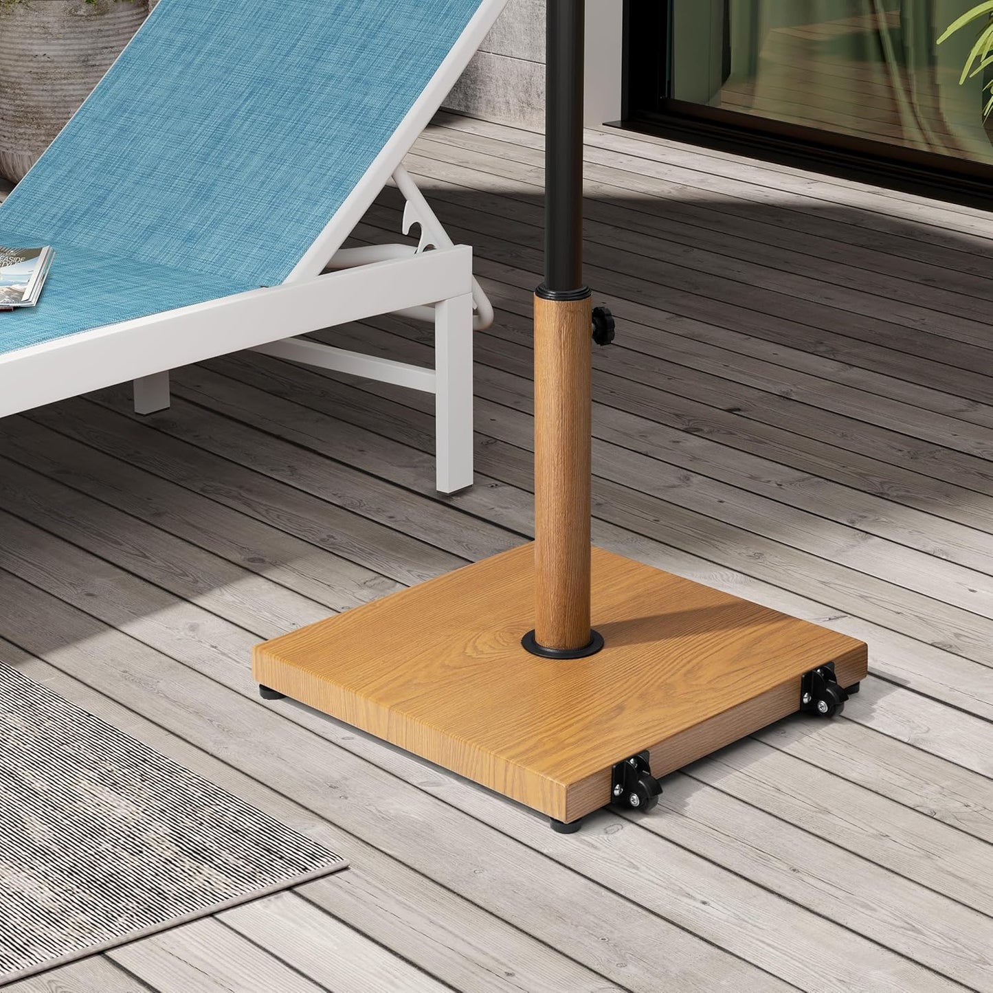 SUNGUARD UMBRELLAS 43 lb Square Patio Umbrella Base with Wheels, Pre-Filled Concrete Outdoor Stand