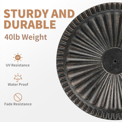SUNGUARD UMBRELLAS Round Bronze Patio Umbrella Base, Resin Concrete Stand for Up to 1.9 in Poles - 26lb Square