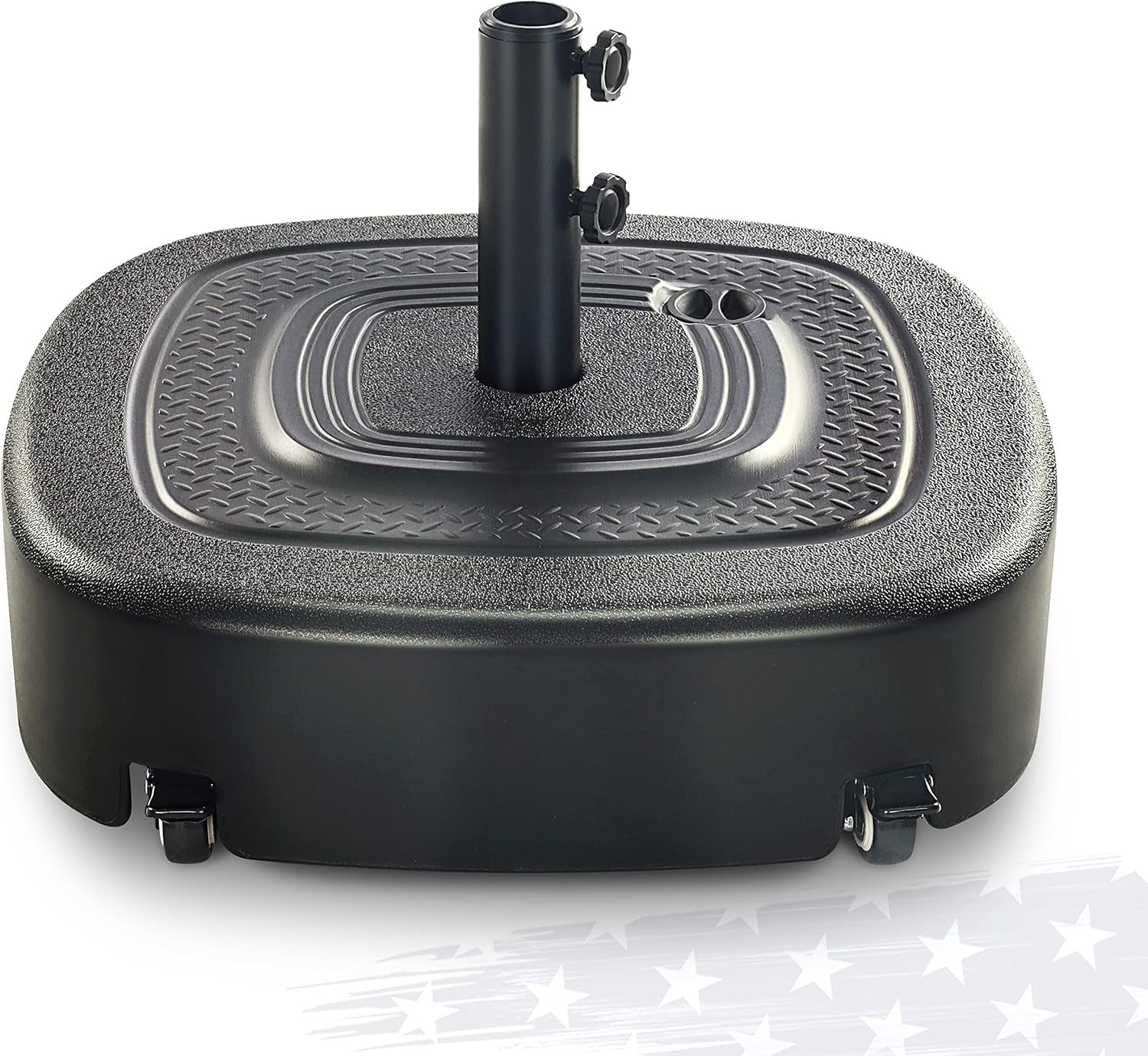 SUNGUARD UMBRELLAS 154 lb Fillable Mobile Patio Umbrella Base with Wheels for Straight-Pole Umbrellas - Black