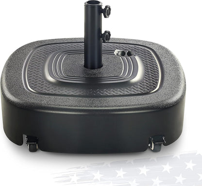 SUNGUARD UMBRELLAS 154 lb Fillable Mobile Patio Umbrella Base with Wheels for Straight-Pole Umbrellas - Black