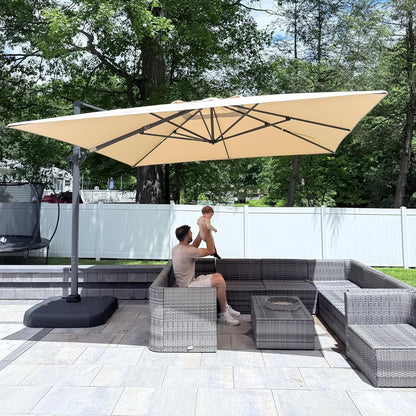 SUNGUARD UMBRELLAS Square Cantilever Patio Umbrella, 360-Degree Rotating Offset Umbrella with Aluminum Frame