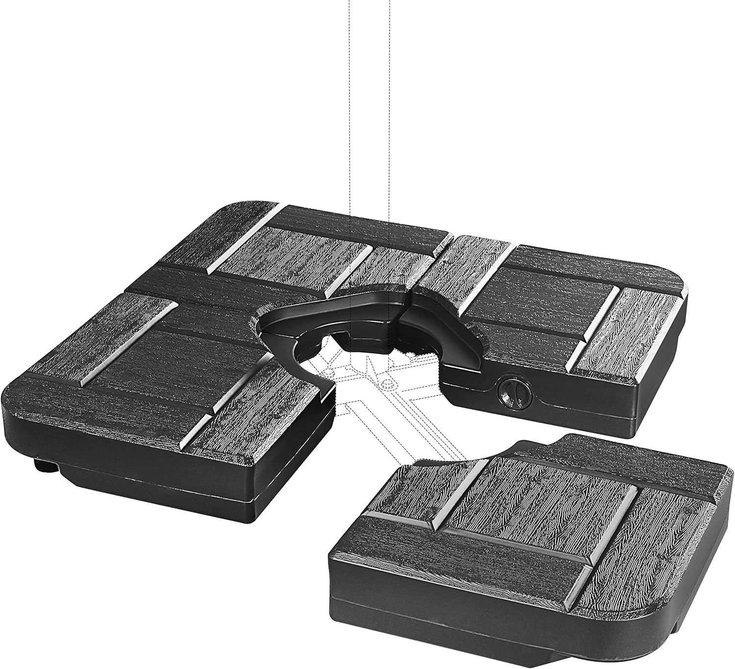 SUNGUARD UMBRELLAS 4-Piece 190 lb Fillable Cantilever Umbrella Base, Water or Sand Offset Stand