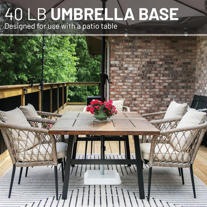 SUNGUARD UMBRELLAS 40 lb Patio Table Umbrella Base, Weighted Polymer Stand for Outdoor Dining Areas - Bronze