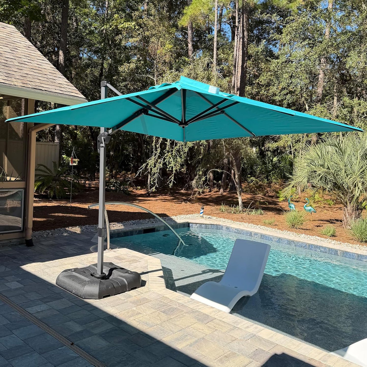 SUNGUARD UMBRELLAS Square Cantilever Patio Umbrella, 360-Degree Rotating Offset Umbrella with Aluminum Frame