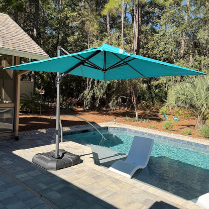 SUNGUARD UMBRELLAS Square Cantilever Patio Umbrella, 360-Degree Rotating Offset Umbrella with Aluminum Frame