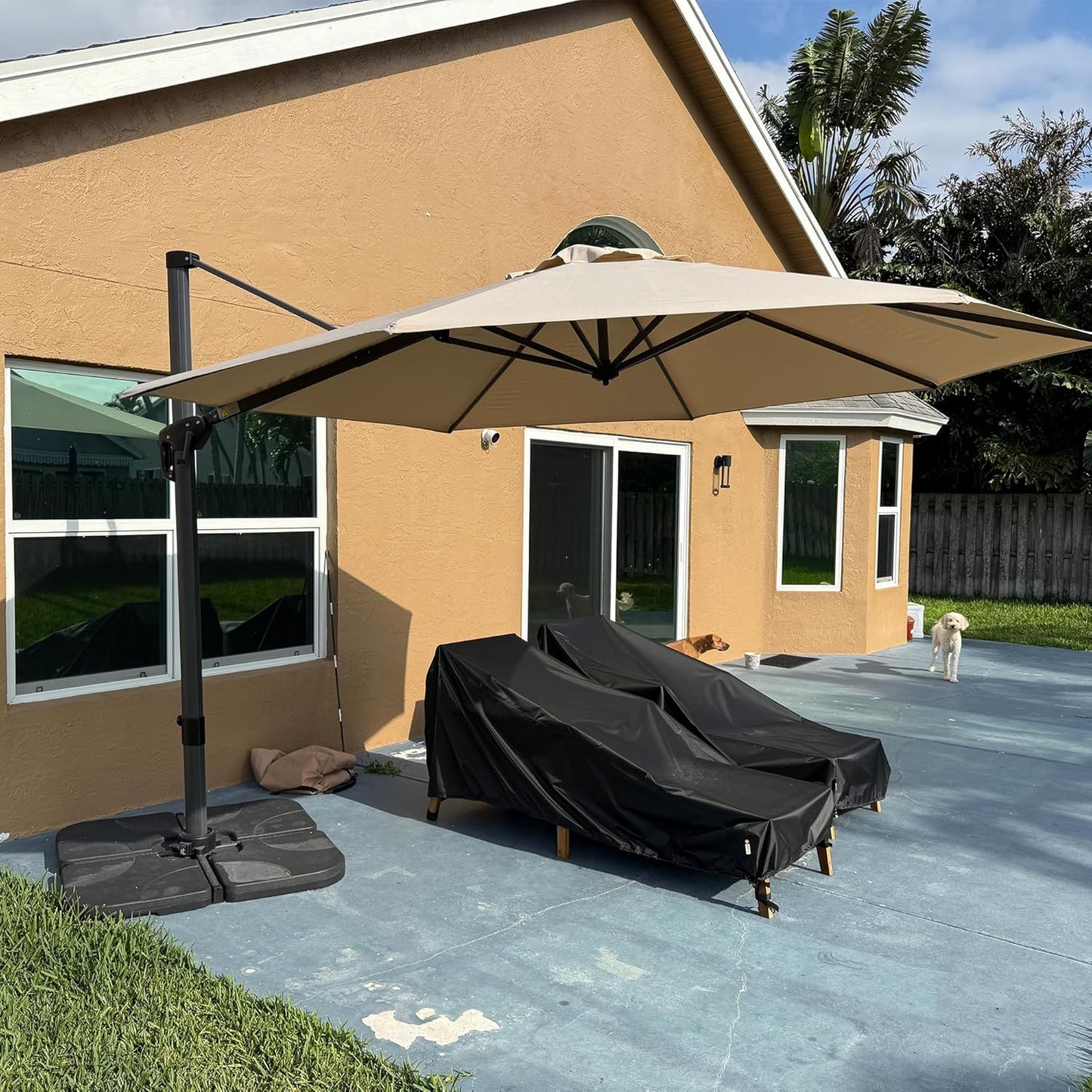 SUNGUARD UMBRELLAS Square Cantilever Patio Umbrella, 360-Degree Rotating Offset Umbrella with Aluminum Frame