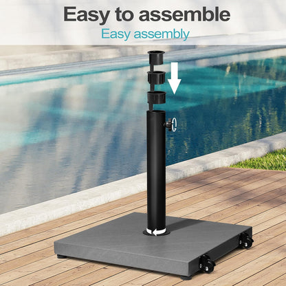 SUNGUARD UMBRELLAS 43 lb Square Patio Umbrella Base with Wheels, Pre-Filled Concrete Outdoor Stand