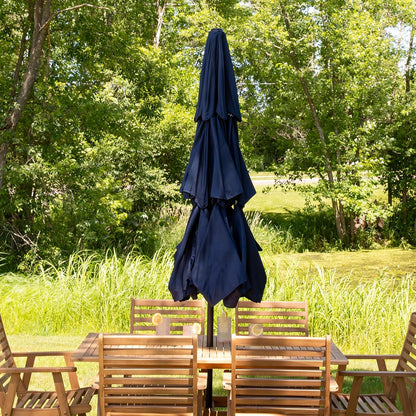 SUNGUARD UMBRELLAS 10 ft 3-Tier Solar LED Patio Umbrella, Vented Polyester Market Umbrella with Crank Tilt