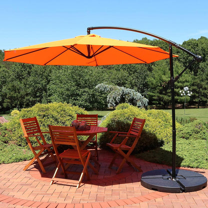 SUNGUARD UMBRELLAS 9.5 ft Cantilever Patio Umbrella, Vented Polyester Canopy with Crank and Cross Base - Pale Buttercup